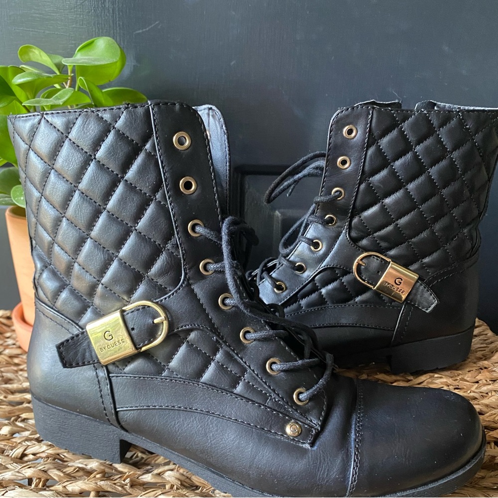 G by Guess quilted boots with buckle detail Size 10